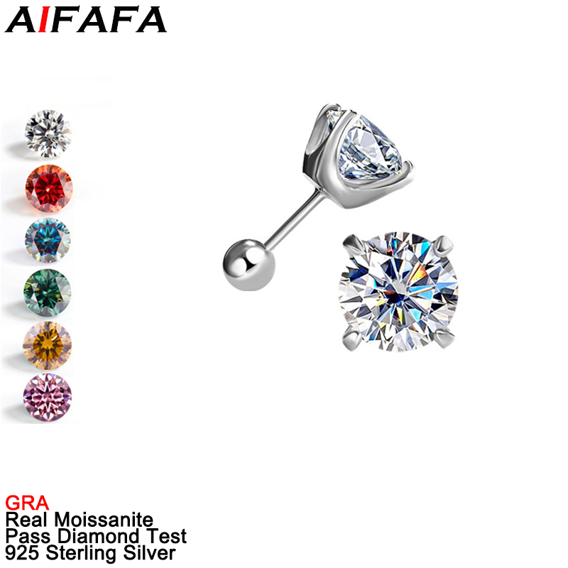 Diamond Stud Earrings - Anting-anting kancing Moissanite 1/2 karat untuk