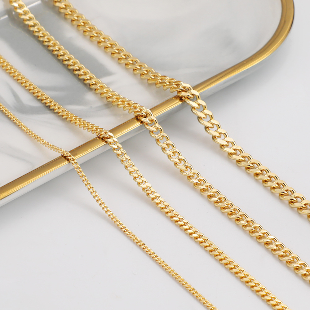 Hip Hop Chain Necklace - WT-BC202 Gerinda rata warna Hip-hop 18K