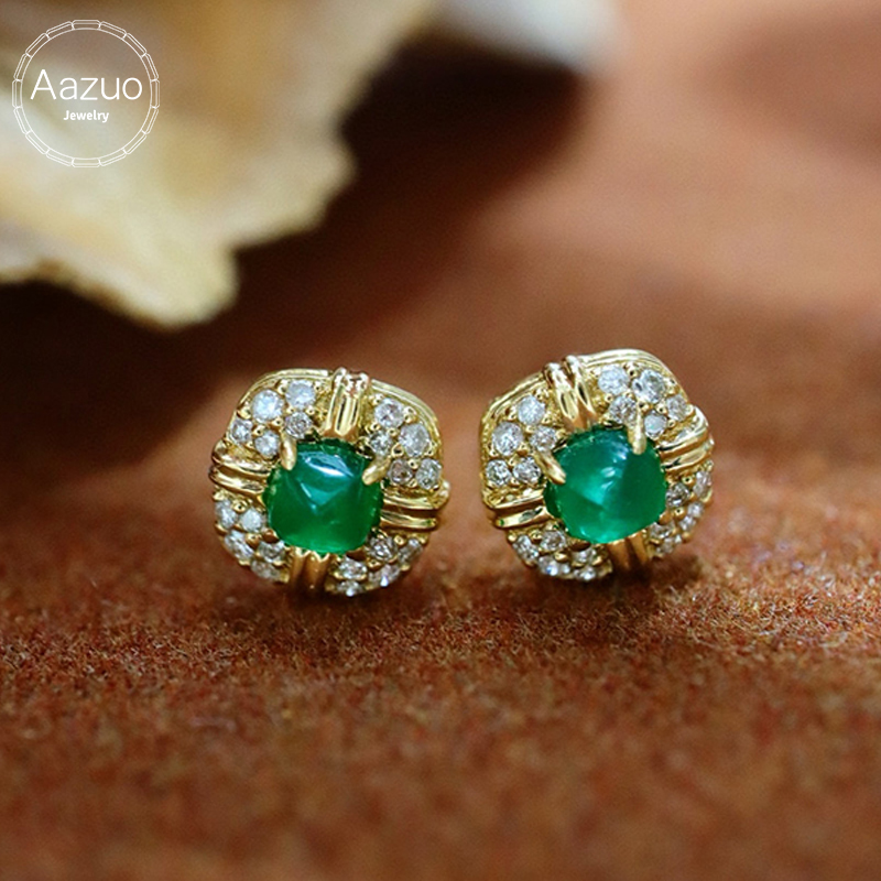 Diamond Stud Earrings - Aazuo Perhiasan Mewah 18K Emas Kuning