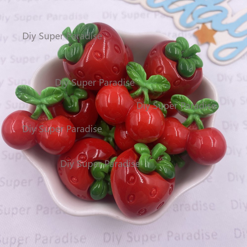 Paradise Jewelry & Watches Llc Miami Photos - 8PCS Resin Kawaii Warna-warni Stroberi Merah