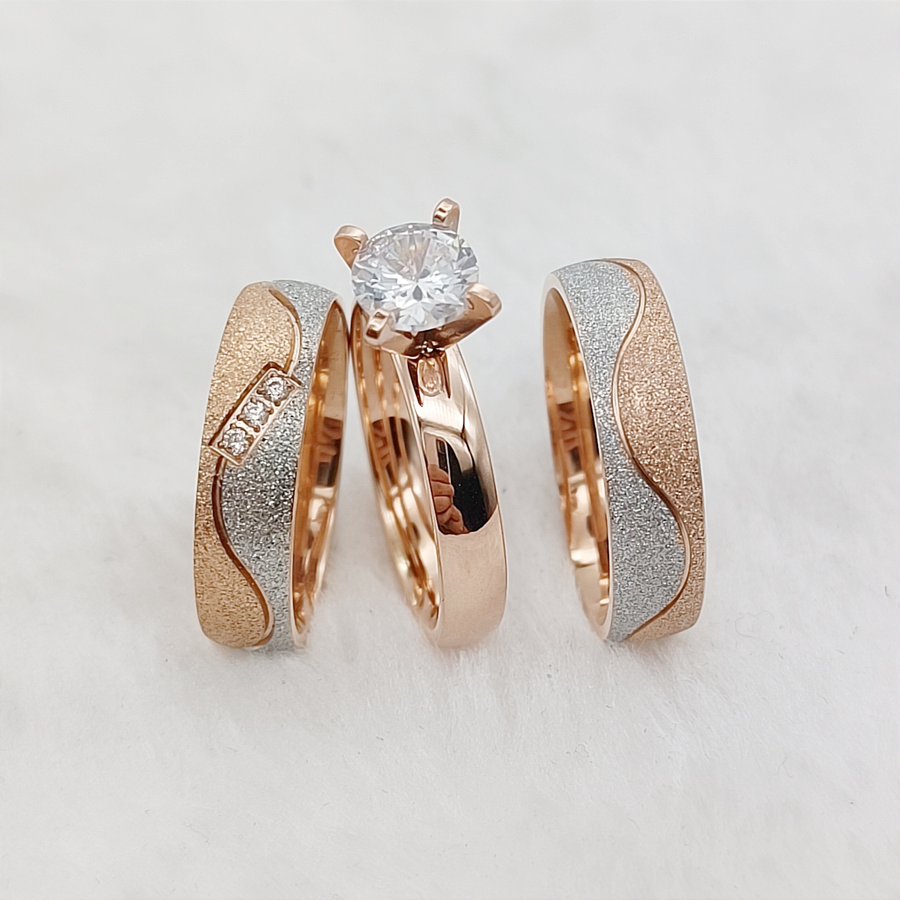 Titanium Steel Ring - Proposal 3 Buah Cincin Pertunangan Pernikahan