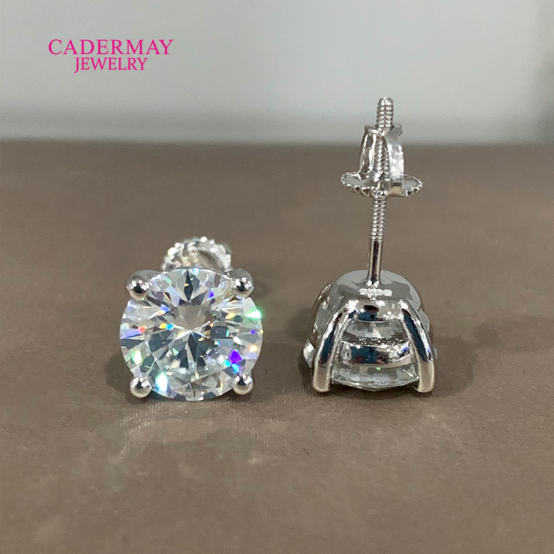 Diamond Stud Earrings - Kualitas Tinggi 4 Garpu Sekrup Kembali