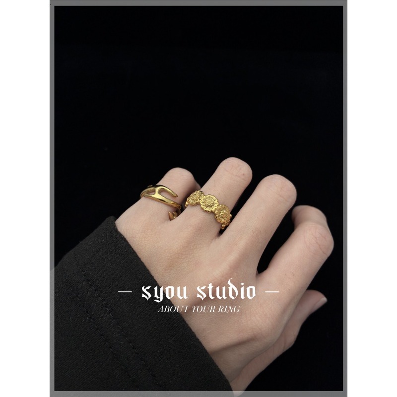 Cincin Pasangan Bunga Matahari - Titanium Steel Ring ulasan dan harga