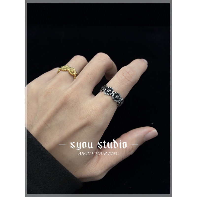 Cincin Pasangan Bunga Matahari - Titanium Steel Ring ulasan dan harga