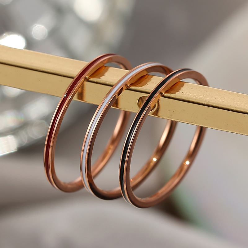 Cincin Tipis 1Mm Warna Rose Go - Titanium Steel Ring ulasan dan harga