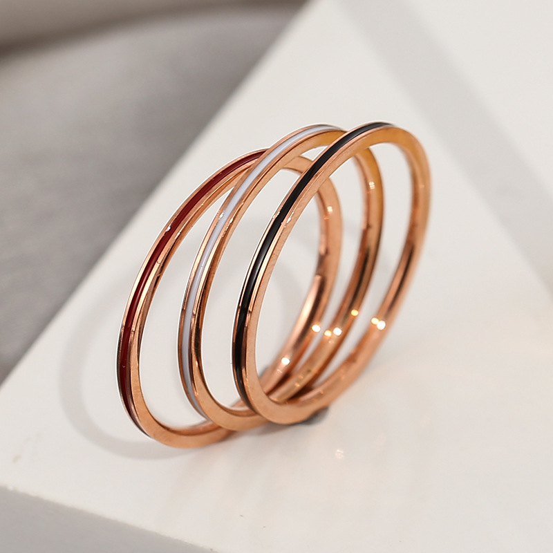Cincin Tipis 1Mm Warna Rose Go - Titanium Steel Ring ulasan dan harga