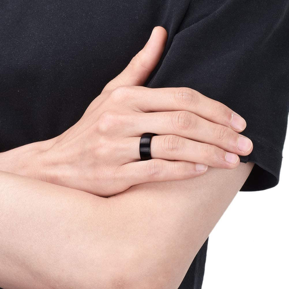 Cincin Titanium Hitam Matte Kl - Titanium Steel Ring ulasan dan harga