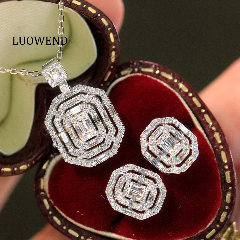 LUOWEND 100% Anting Emas Putih - Diamond Stud Earrings ulasan dan harga